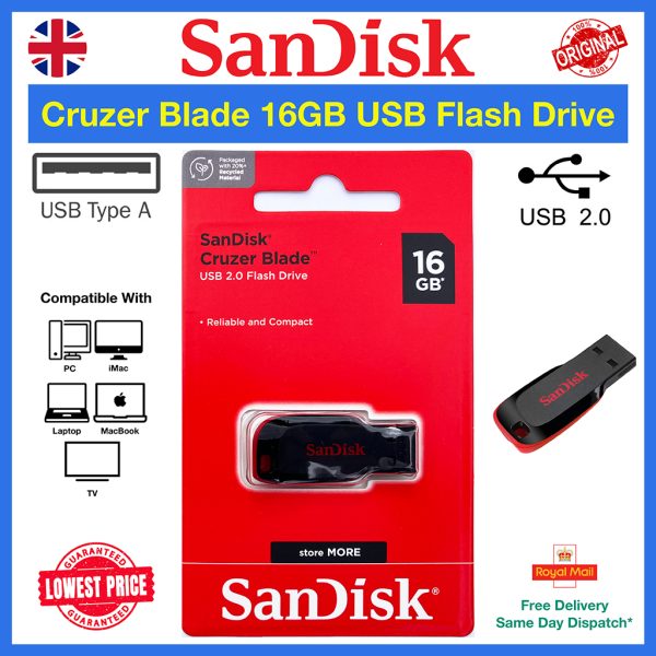 San Disk Cruzer Blade 16GB USB Flash Drive MPN SDCZ50 016G B35 EAN