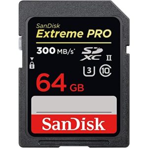 SanDisk Extreme PRO 64GB SDXC Memory Card up to 300MB/s, UHS-II, Class 10, V90, U3, Black, MPN: SDSDXDK-064G-GN4IN, EAN: 0619659186616