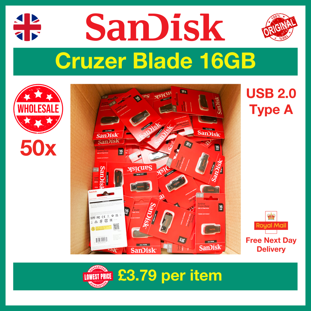 SanDisk Cruzer Blade 16GB Flash Drive MPN SDCZ50-016G-B35 EAN 0619659000431