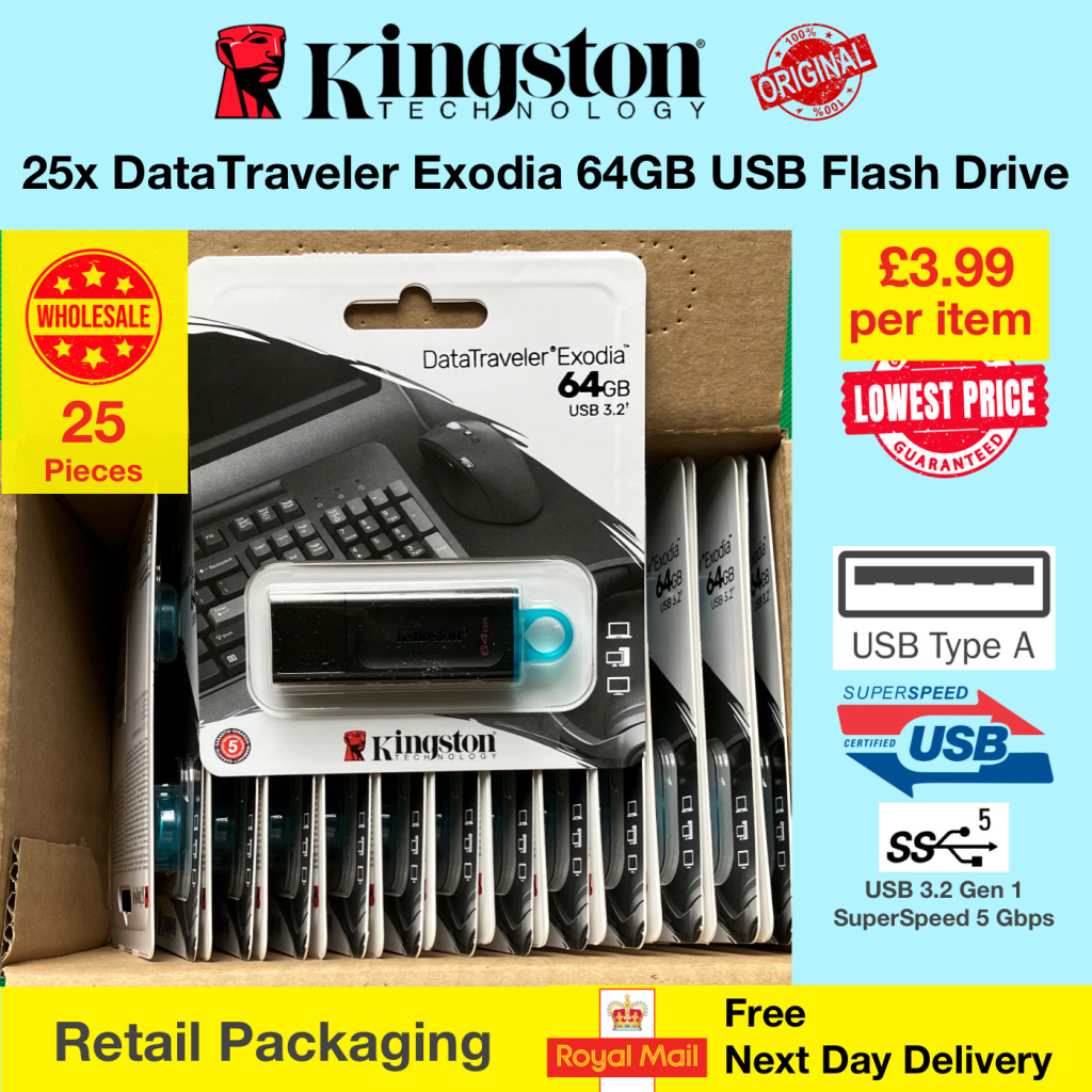 25x Kingston DataTraveler Exodia 64GB USB Memory Stick Flash Drive Drive Wholesale Lowest Price Bulk Price