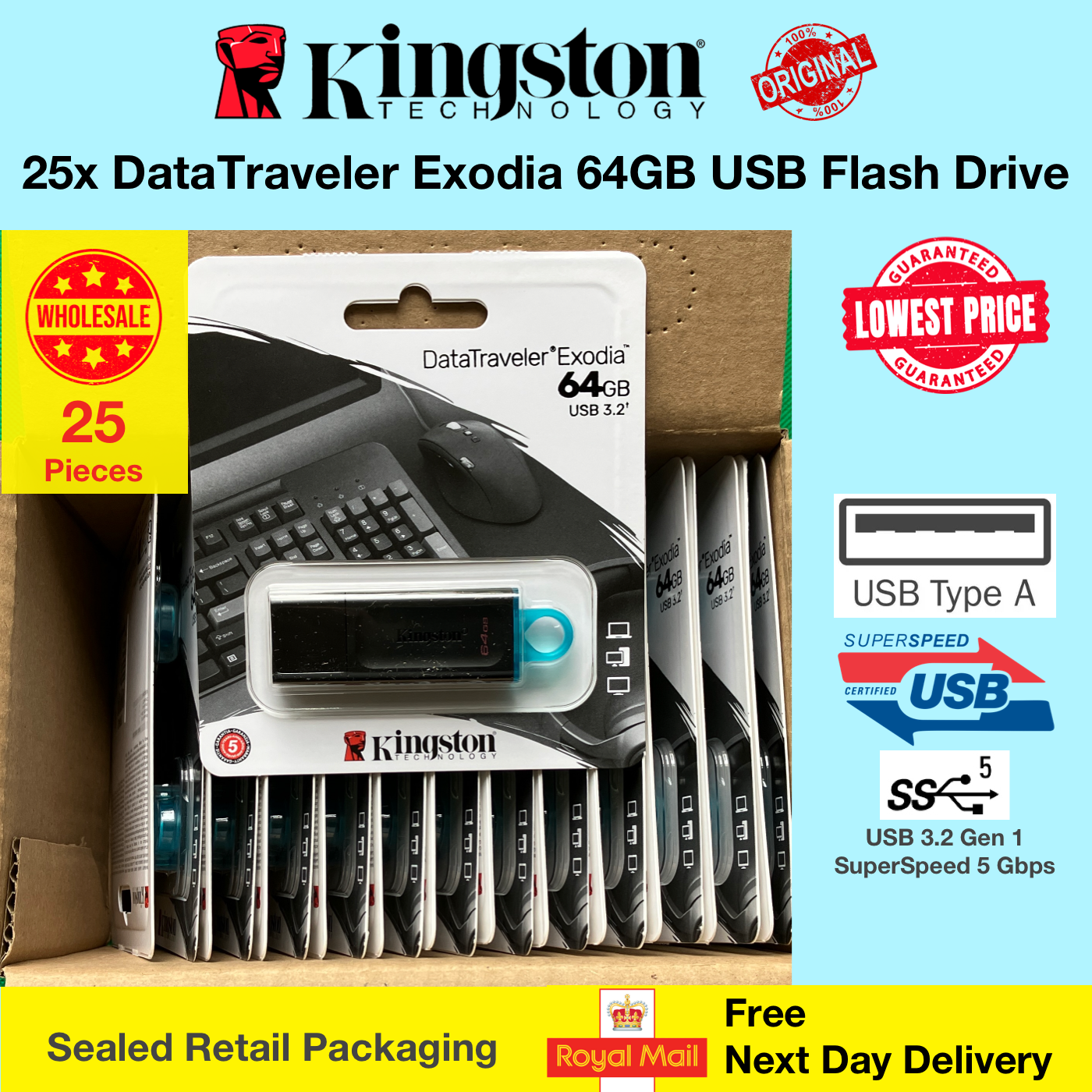 25x Kingston DataTraveler Exodia 64GB USB Memory Stick Flash Drive Drive Wholesale Lowest Price Bulk Price Lot