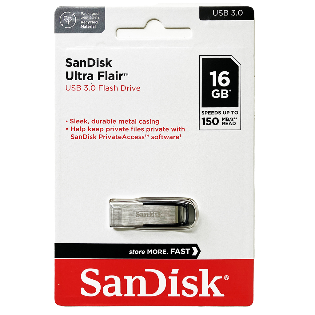 SanDisk Ultra Flair 16GB USB Flash Drive - Retail Packaging