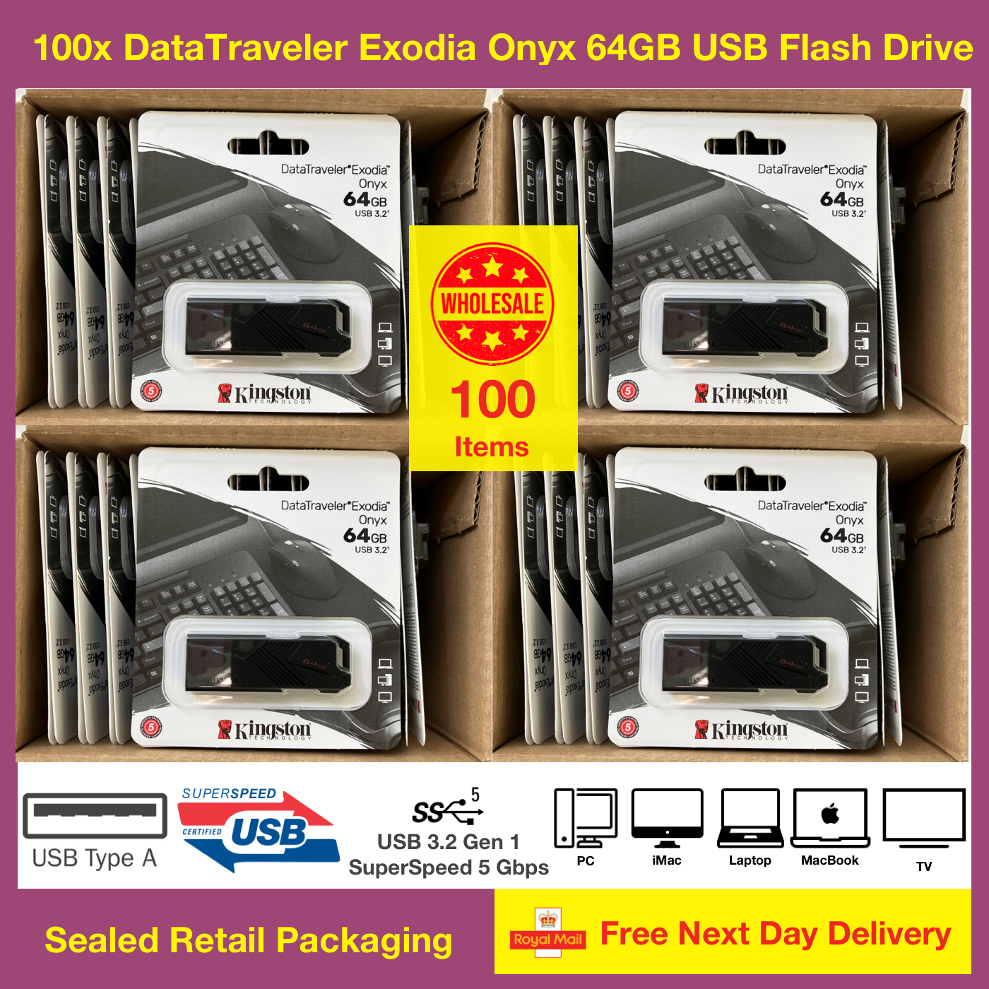 100x Kingston DataTraveler Exodia M 64GB USB Flash Drive