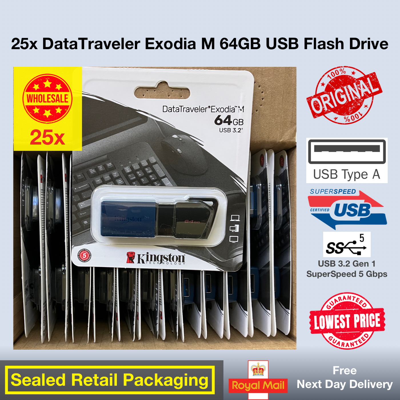 25x Kingston DataTraveler Exodia M 64GB USB Flash Drive Wholesale Lowest Price Bulk Price Lot