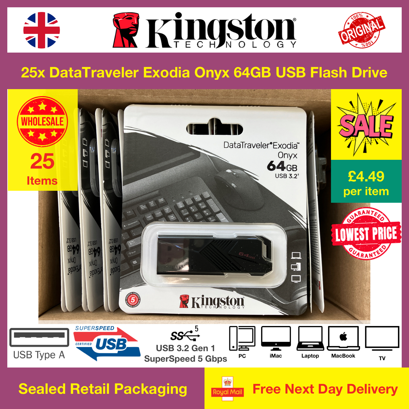 25x Kingston DataTraveler Exodia Onyx 256GB USB Flash Drive