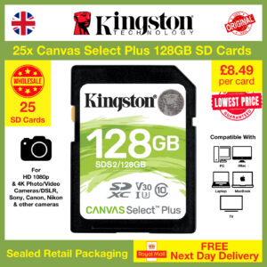 25x Canvas Select Plus 128GB SD Cards SDS2 Wholesale Shop Moksha@1x