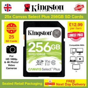 25x Canvas Select Plus 256GB SD Cards SDS2 Wholesale
