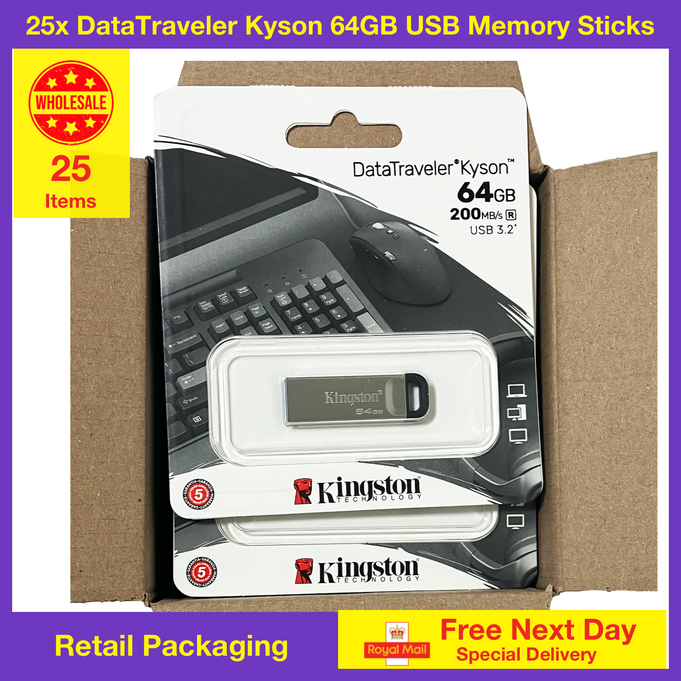 25x Kingston DataTraveler Kyson 64GB USB Flash Drives DTKN 64GB Shop Moksha