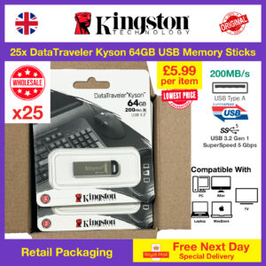 25x Kingston DataTraveler Kyson 64GB USB Flash Drives DTKN 64GB Shop Moksha