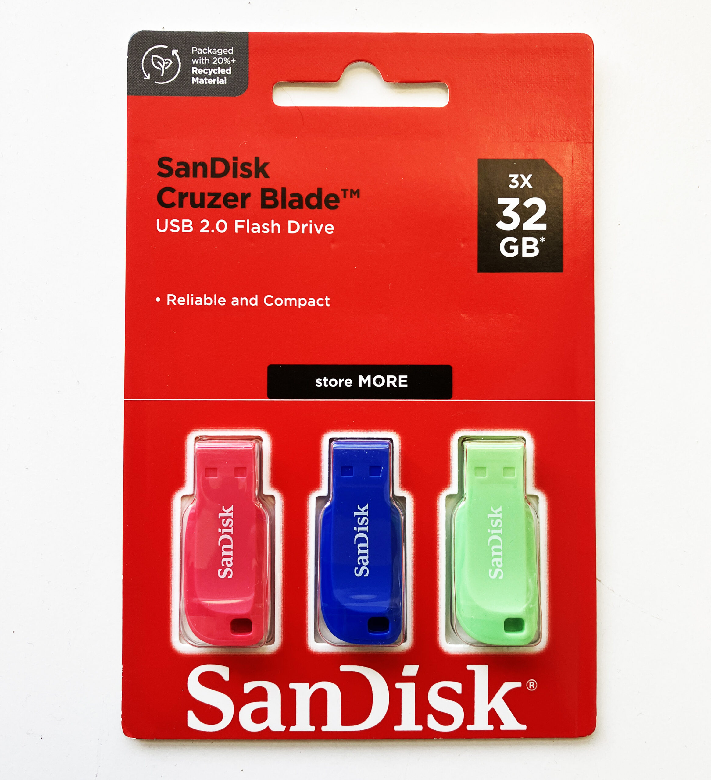 SanDisk Cruzer Blade 32GB 3-Pack USB Flash Drive 3 Pack