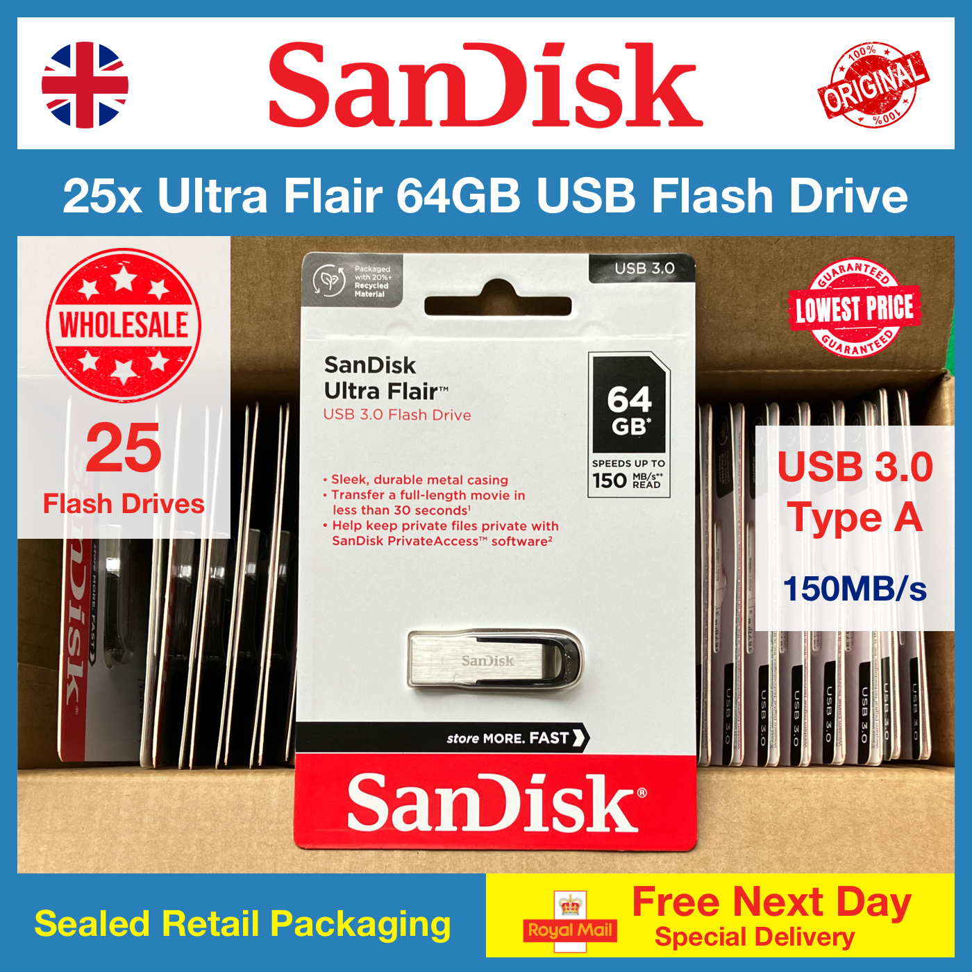 25x Ultra Flair 64GB USB Flash Drive Wholesale Shop Moksha@1x