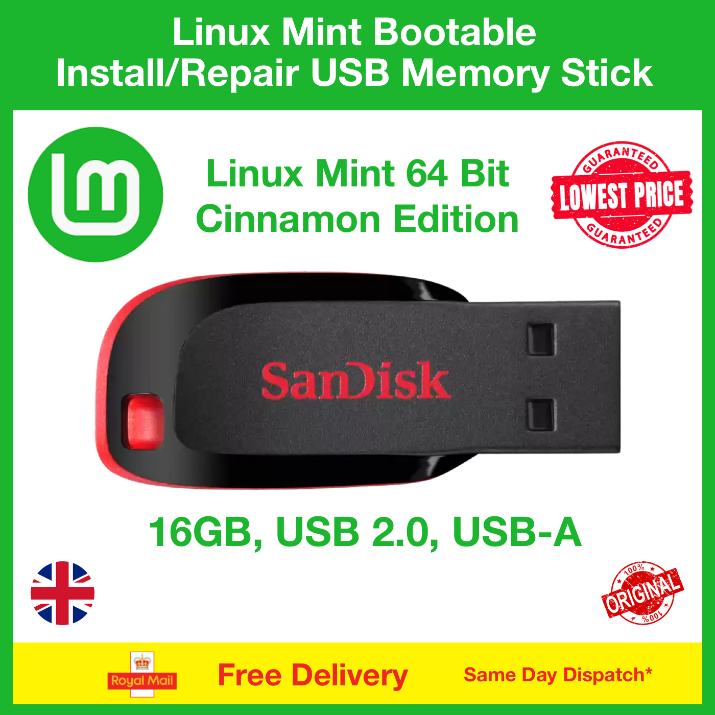 Linux Mint Bootable Install/Repair USB Memory Stick