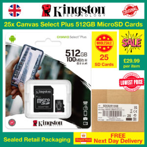 25x Canvas Select Plus 512GB MicroSD Card With Adapter SDCS2/512GB 0740617298727 Wholesale Bulk