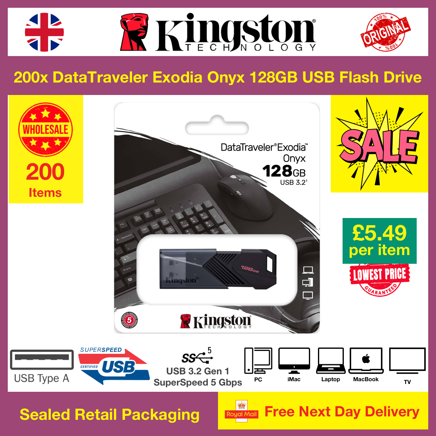 200x Kingston DataTraveler Exodia M 128GB USB Flash Drive Wholesale Bulk Cheap ShopMoksha