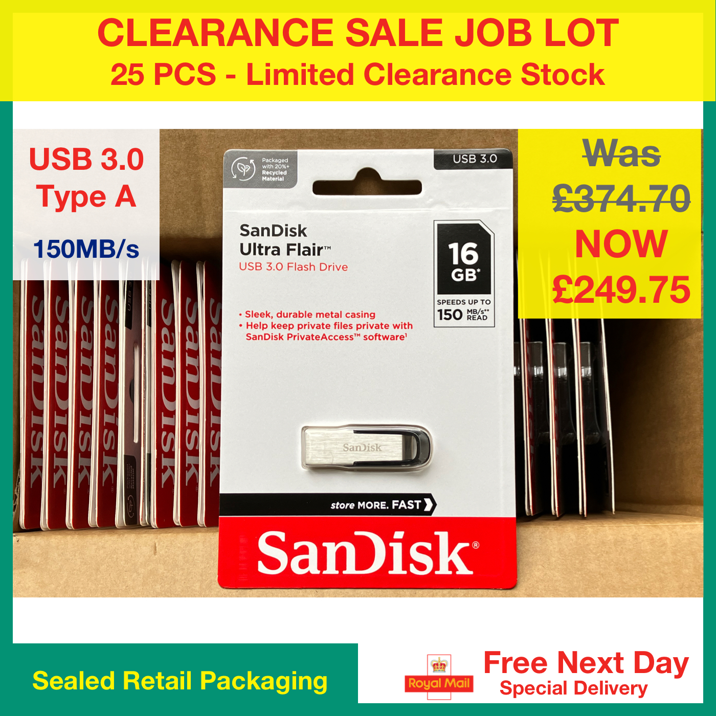 25x SanDisk Ultra Flair 16GB Flash Drives Clearance Sale Shop Moksha