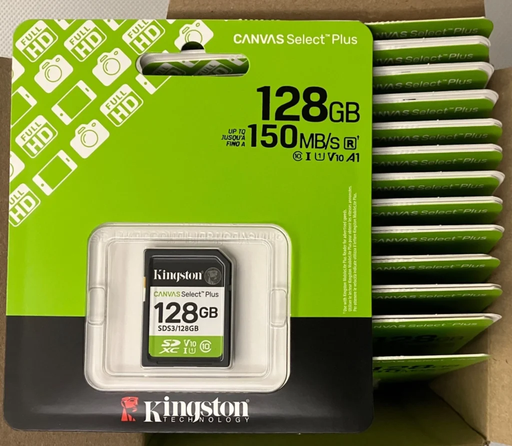 25x Kingston Canvas Select Plus 128GB GEN3 SD SDXC Card 150MB:s, V30, SDS3:128GB